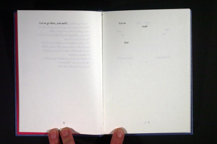 Elisabeth Tonnard: Let us go then, you and I. T.S. tipp-exed, 2003